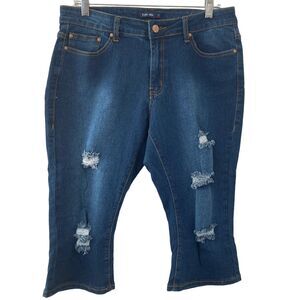 Vins Me Jeans Capris Juniors Size 15 Dark Wash Distressed New